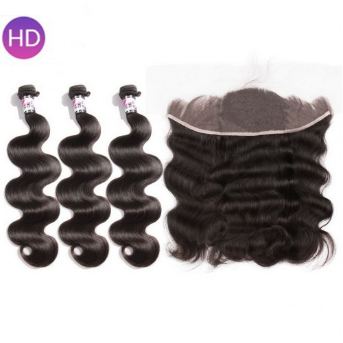 Stema 13x4 HD Lace & Transparent Lace Frontals With Body Wave Virgin Hair Bundles